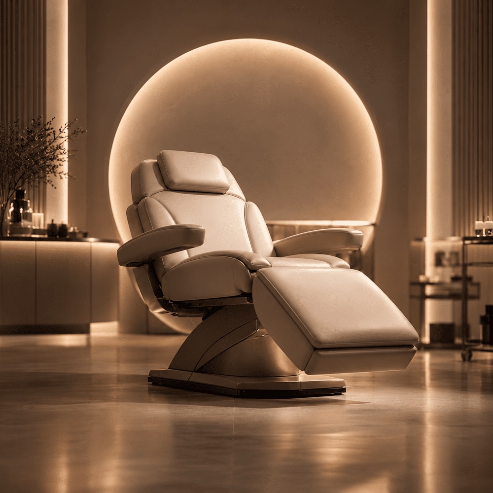 Treatment chair under a halo light